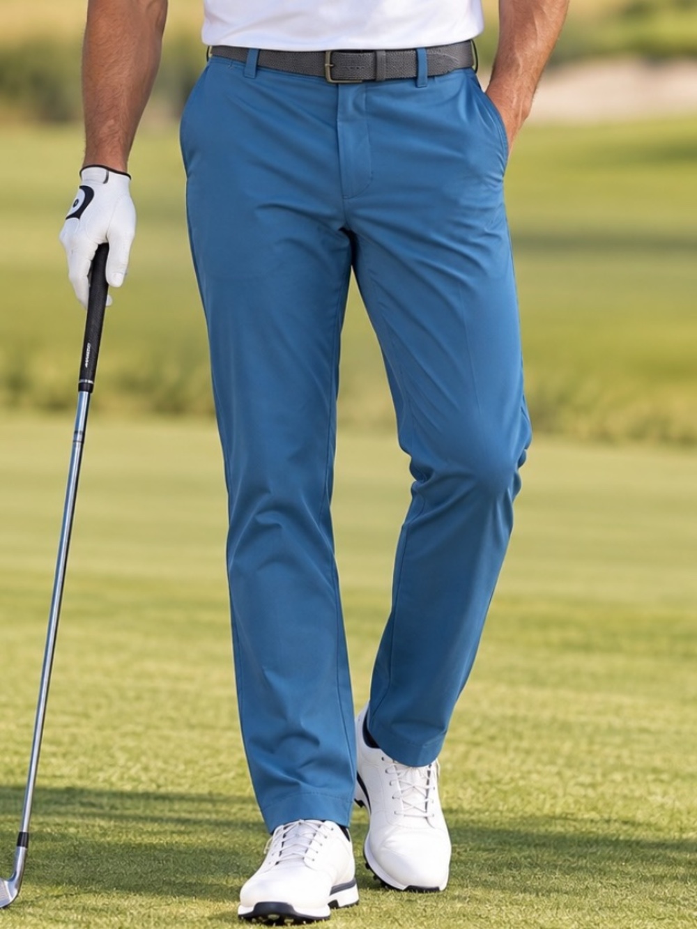 NIKE Dri-Fit Chino Pants Mens Size 34x32 Blue Golf Sli Fit Hiking Casual
